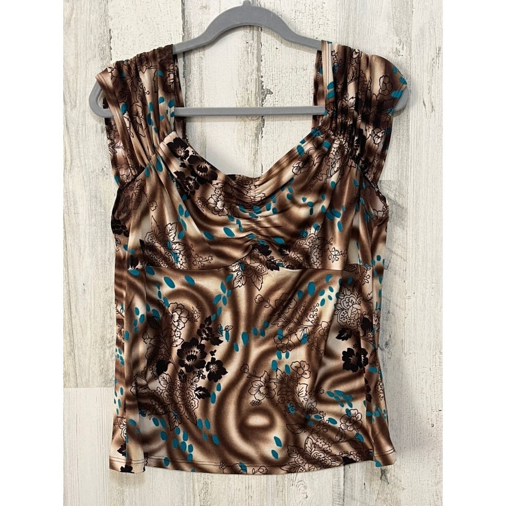 Vintage Claudia Richard top Y2K size Large brown blue girlcore concert festival